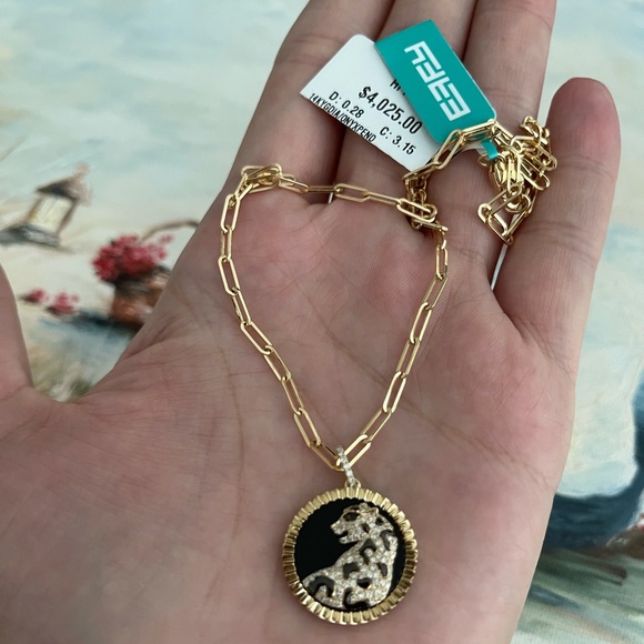 $4080 EFFY Panther Onyx Diamond Necklace Leopard - Picture 8 of 11
